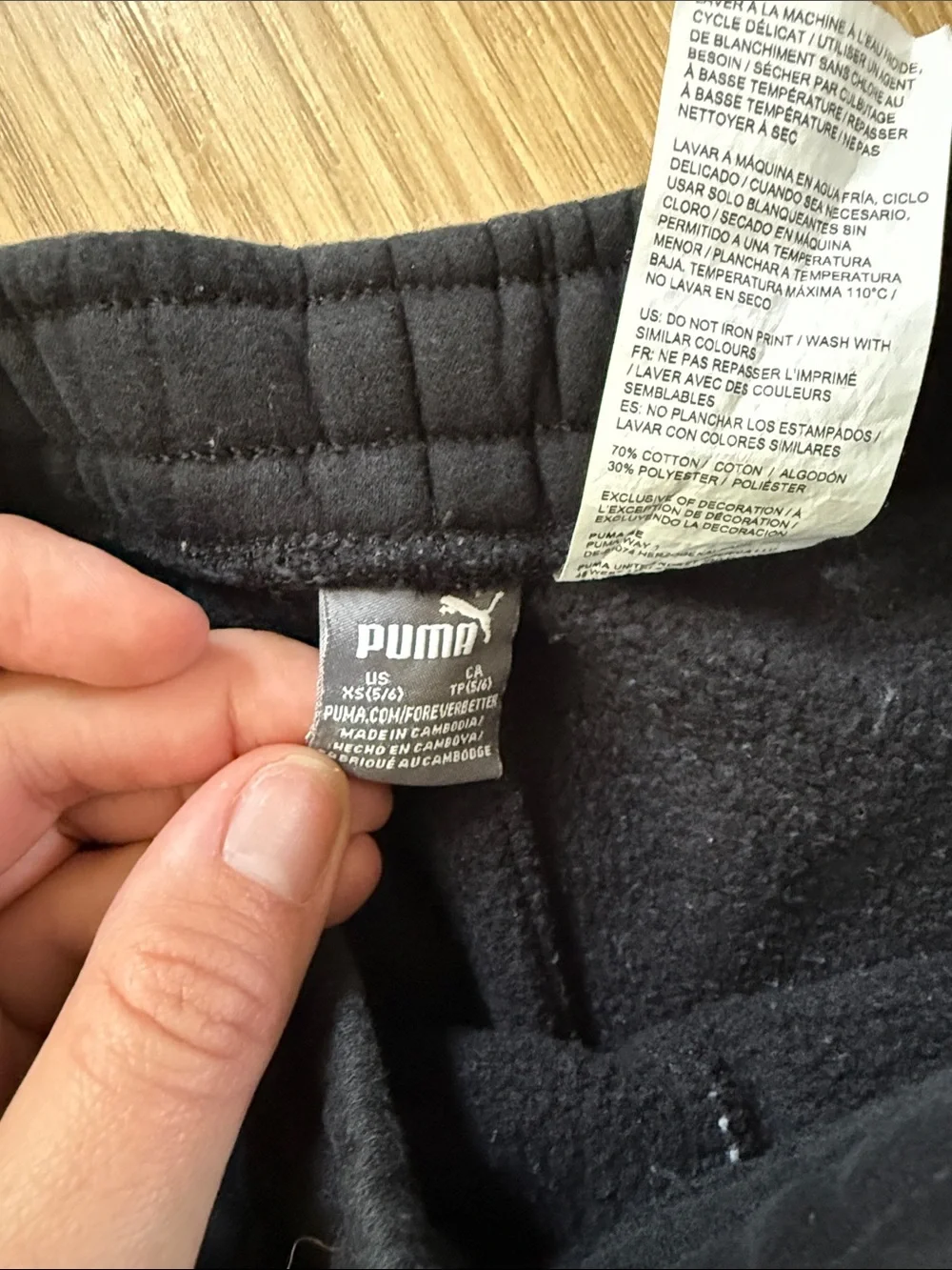 Puma Kids Black Sweatpants with White Logo Size XS